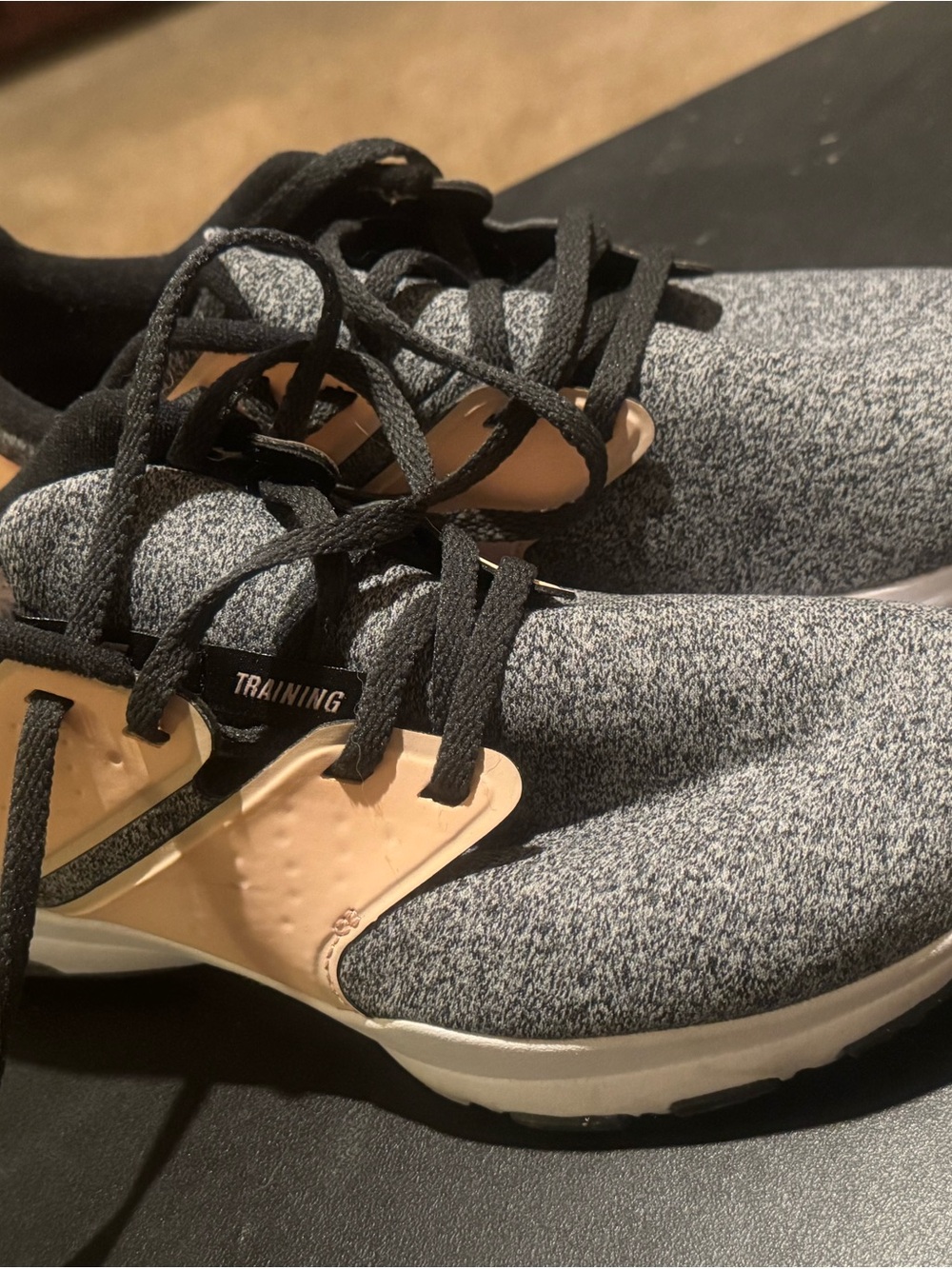 Nike Women’s Gray Knit Training Sneakers with Peach Accents